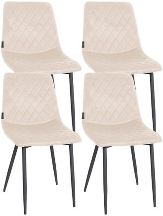 Clp Clp - Set De 4 Sillas De Comedor Telde En Terciopelo Crema