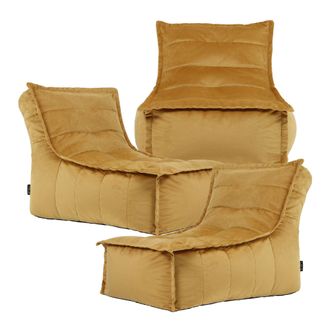 Icon Brand Dolce Large Beanbag Lounger, Velvet (3-Pack) in Yellow
