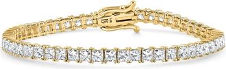 Pompeii3 9.20Ct Princess Cut Diamond 7 Tennis Bracelet 14k Gold Lab Grown