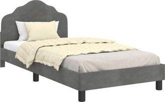 vidaXL Cama Para Ni&ntilde;os Con Cabecero Gris Oscuro 90 X 200 Cm Terciopelo Vidaxl