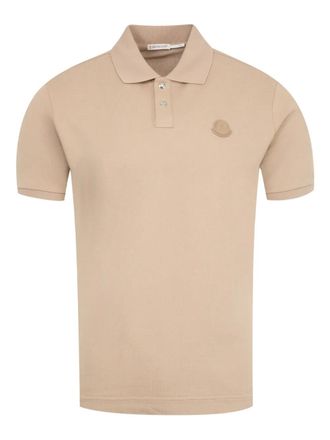 Moncler Polo in cotone con ricamo logo - Toni neutri