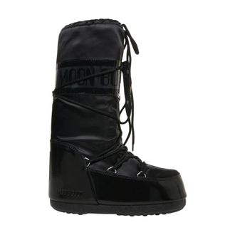 Moon Boot Schoenen, Dames, Zwart, 39 EU, Leer, Icon Glance Enkellaarsjes