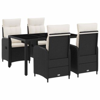 vidaXL Juego De Comedor Para Exteriores 5 Pcs Negro Y Blanco Crema Vidaxl