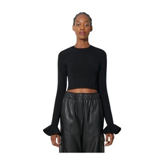 J.W.Anderson Cropped Top met Ruches bij de Manchetten - Dames - Truien - Zwart - Maat: XS Viscose