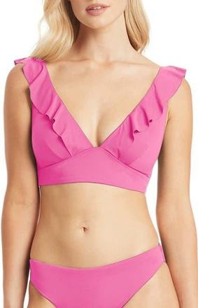 Sea Level Australia Frill Bikini Top in Hot Pink at Nordstrom Rack, Size 12 Us / 16 Au
