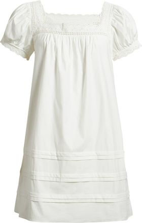 Reformation Joliette Eyelet Trim Puff Sleeve Minidress in White at Nordstrom, Size X-Small