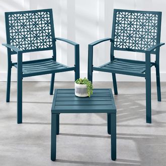 Best Choice Products 3-Piece Stackable Patio Bistro Set, Outdoor Chat Furniture w/ 2 Chairs, Table
