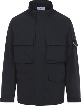 Stone Island Black Stand Collar Logo Jacket