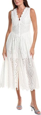 Avec Les Filles Scallop Neck Midi Dress