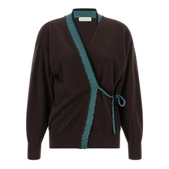 Dries Van Noten Truien & Vesten, Dames, Bruin, M, Kasjmier, Toma Wikkelvest