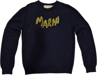 Marni Blauw Katoen Logo T-shirt - Heren - Sweatshirts - Blauw - S - Katoen - Hoodies & sweatvesten