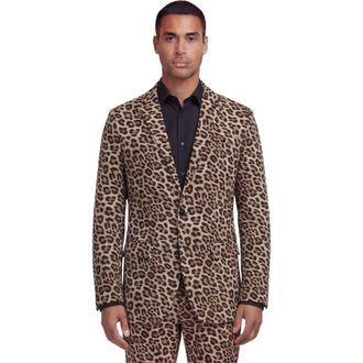 Lords of Harlech Leopard Mens Tailored Blazer in Leopard Brown at Nordstrom, Size 42