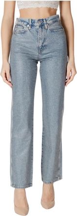 Only Rhinestone Embellished Denim Jeans - Dames - Regular Fit Jeans - Blauw - W28 L32 - Denim - Jeans