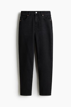 H&M Mom Slim Fit High Waist Ankle Jeans - Schwarz