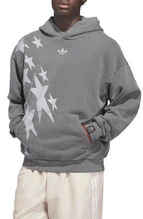 adidas Oversize Star Cotton Fleece Graphic Hoodie in Grey Six at Nordstrom, Size Xx-Large