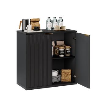 STILVORA Aparador Con 2 Puertas, Estante Interior Y Tirador Integrado, En Mdf, Negro, 80 &times; 40 &times; 80 Cm
