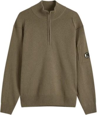 C.P. Company Lamswol Gebreide Trui met Halve Rits - Heren - Coltruien - Groen - 2XL - Wol - Truien & Vesten