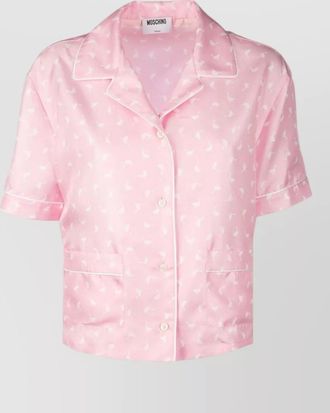 Moschino short sleeve shirt notch collar contrast piping