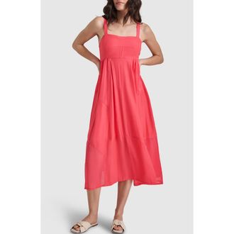 DKNY Paneled Mixed Media Midi Dress in Beach Coral at Nordstrom, Size X-Small