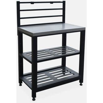 Sweeek Sweeek - Cocina Exterior De Acero 2 Estantes, 80cm, Grimaud, Negro, 48x80x124 Cm