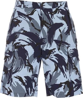 Kenzo Blauwe Camouflage Cargo Shorts - Heren - Korte Broeken - Blauw - W32 - Katoen - Korte Broeken
