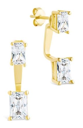 Sterling Forever Cubic Zirconia Front/Back Drop Earrings in Gold at Nordstrom