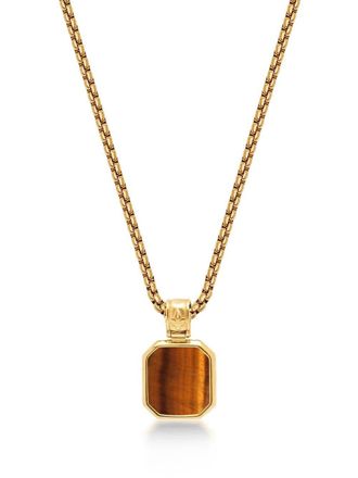 Nialaya tiger eye-pendant chain necklace - men - Gold Plated Steel/Tiger eye - 26