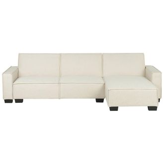 Beliani Beliani - Sof&aacute; Cama Esquinero Tapizado En Tela Beige 3 Plazas Cama En Forma De L Izquierda Romedal