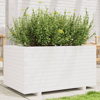 vidaXL Jardinera Madera Maciza De Pino Blanco 90x60x49,5 Cm Vidaxl