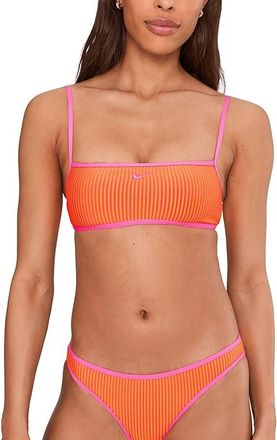 Nike Ripple Texture Bralette Bikini Top Womens Clothing Pink Glow : MD, Nylon/Polyester/Spandex