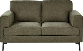Beliani 2 Seater Sofa Green Fabric Upholstery Iron Legs Minimalistic Mid Cenutry Modern Style LOUSTO