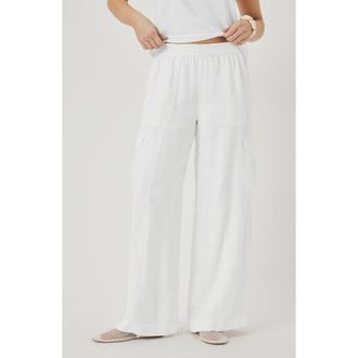 Splendid Stella Linen Cargo Pull-On Pants in White at Nordstrom, Size X-Small