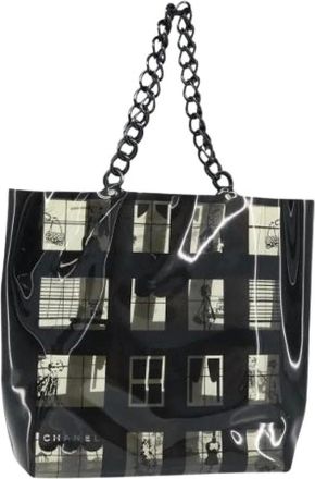 Chanel Pre-owned Tote Bags, female, Black, Size: ONE SIZE Pre-owned Vintage Vinyl Tote Bag
