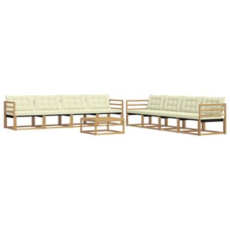 vidaXL Set Di Divani Da Esterno 9 Pz Bianco E Crema Vidaxl