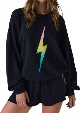 Chaser Rainbow Gradient Bolt Long Sleeve Sweatshirt In True Black