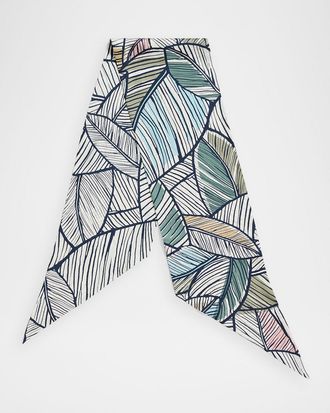 Giorgio Armani Mens Silk Leaf-Print Neck Scarf