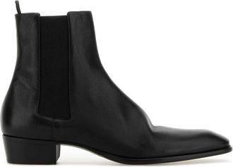 Saint Laurent Black Leather Chelsea Stanton Ankle Boots