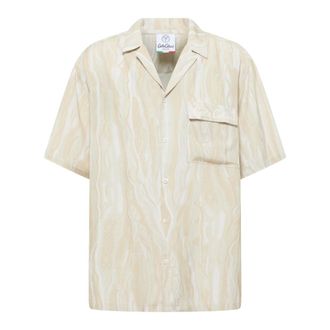 Carlo Colucci Carlo Colucci, Short Sleeve Shirts, male, Beige, Size: 2XL Shirt with Knit Print