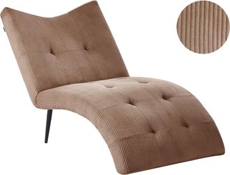 Beliani Chaise Longue Moderna Tapizado De Pana Sin Reposabrazos Con Capiton&eacute; Sala De Estar Beige Arena Quilly