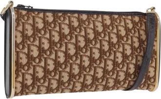 Dior Pre-owned Trotter Canvas Shoulder Bag - Dames - Vintage Schoudertas - Beige - ONE Size - Leer - Vintage