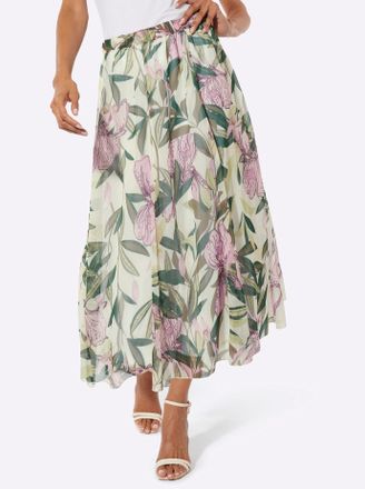 Cr&eacute;ation L Webrock CREATION L, Damen, Gr. 36, ecru, orchidee, bedruckt, 100% Polyester, gebl&uuml;mt, gemustert, mehrfarbig, lang, R&ouml;cke Webrock