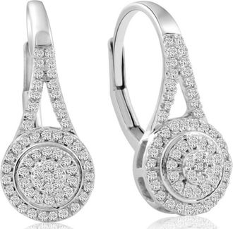 Pompeii3 3/8Ct Halo Diamond Hoops With Lever Backs in White or Yellow Gold 18mm Tall