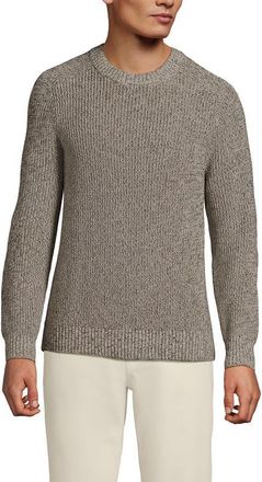 Lands End Drifter Cotton Crewneck Sweater in Soft Driftwood Marl at Nordstrom, Size Xx-Large