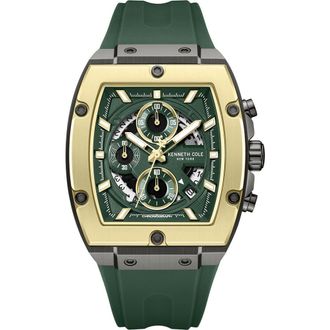 Kenneth Cole Sport Tonneau Chronograph Silicone Strap Watch, 44mm x 28mm in Green at Nordstrom