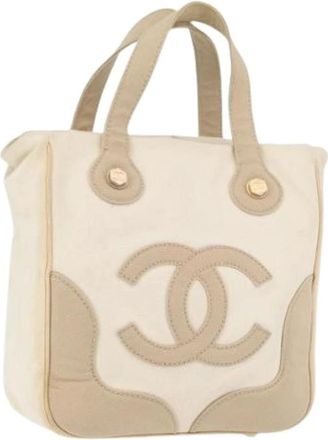 Chanel Pre-owned Handbags, female, Beige, Size: ONE SIZE Pre-owned Canvas Hand Bag
