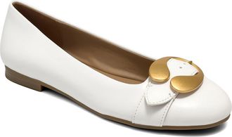 Aerosoles Paradise Buckle Flat in White Soft Nappa at Nordstrom, Size 7.5