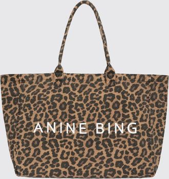 Anine Bing Borsa a spalla animalier con logo Anine Bing