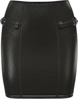 Guess Rokken, Dames, Zwart, W27, Leer, Korte rok van imitatieleer