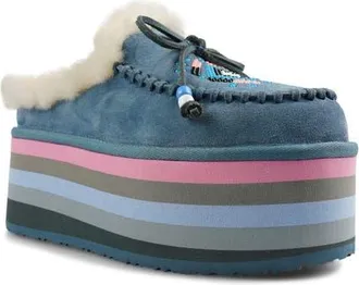 Zigi Soho Birdy Faux Shearling Platform Slipper in Dusty Blue at Nordstrom, Size 10