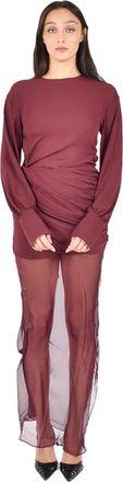 Nensi Dojaka Gedrapeerde Maxi Jurk - Dames - Maxi kleedjes - Rood - M - Chiffon - Kleedjes